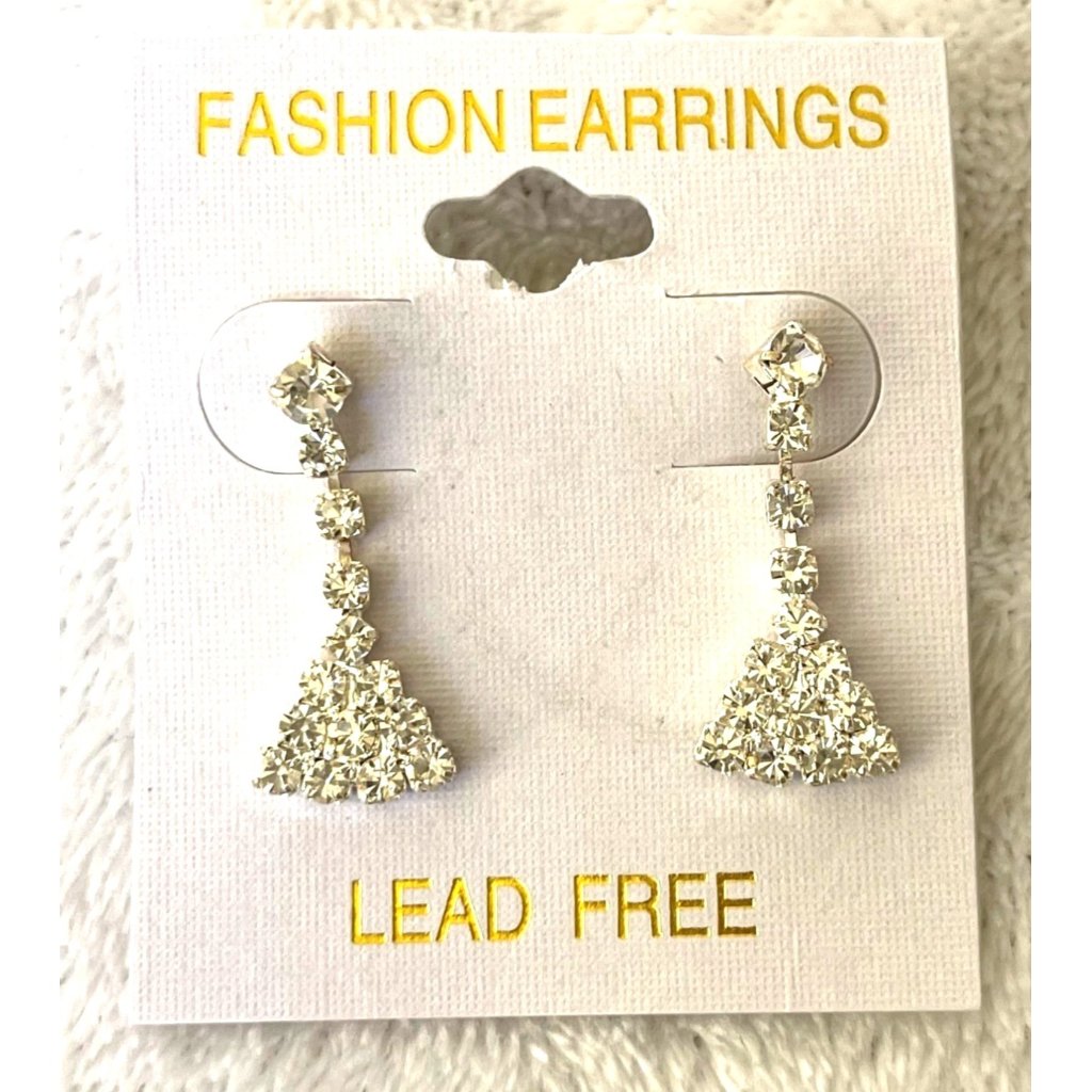 Triangle Rhinestone Earrings Dangle Drop Sparkling Sparkly Bling Crystal Post 13$